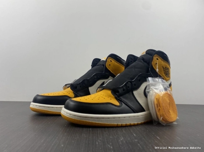 Official Maikesneakers High OG Yellow 1 Air Jordan Toe 555088-711 0810